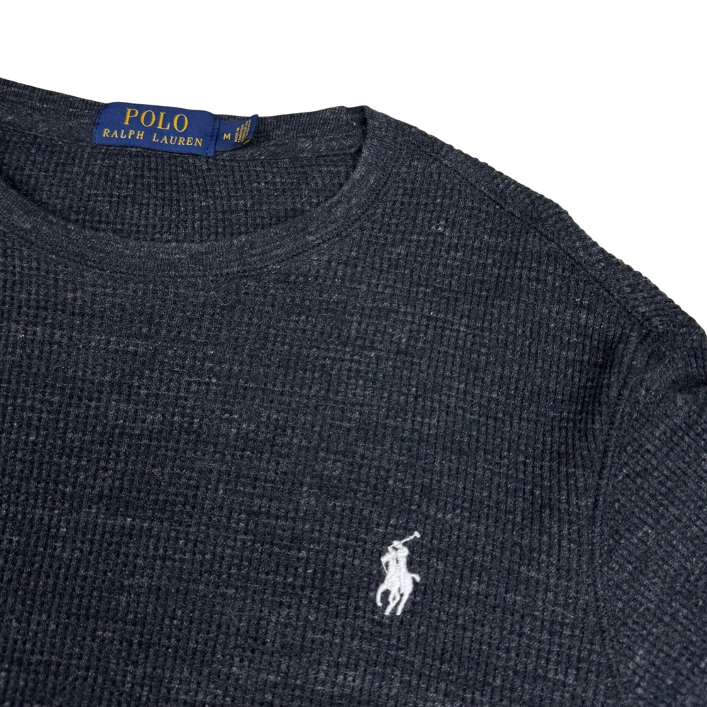 Polo Ralph Lauren Thermal Waffle Knit Shirt Casual Mens Medium Charcoal Grey